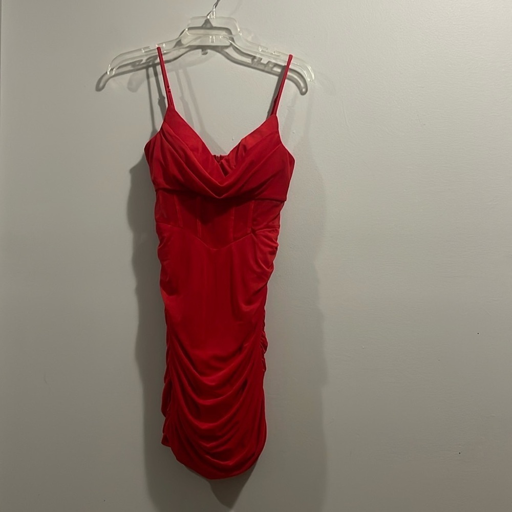 Alice Elle Red Bodycon Cinched Side Mini Dress